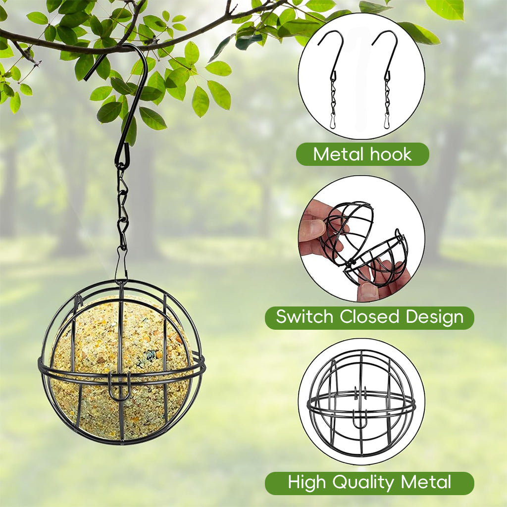 Qpets Metal Wire Ball-shaped Bird Feeder for Insects & Nuts Suet Balls Hanging Wire Ball-shaped Bird Feeder for Tree, Balcony, Garden Qpets Metal Wire Ball-shaped Bird Feeder for Insects & Nuts Suet Balls Hanging Wire Ball-shaped Bird Feeder for Tree, Balcony, Garden